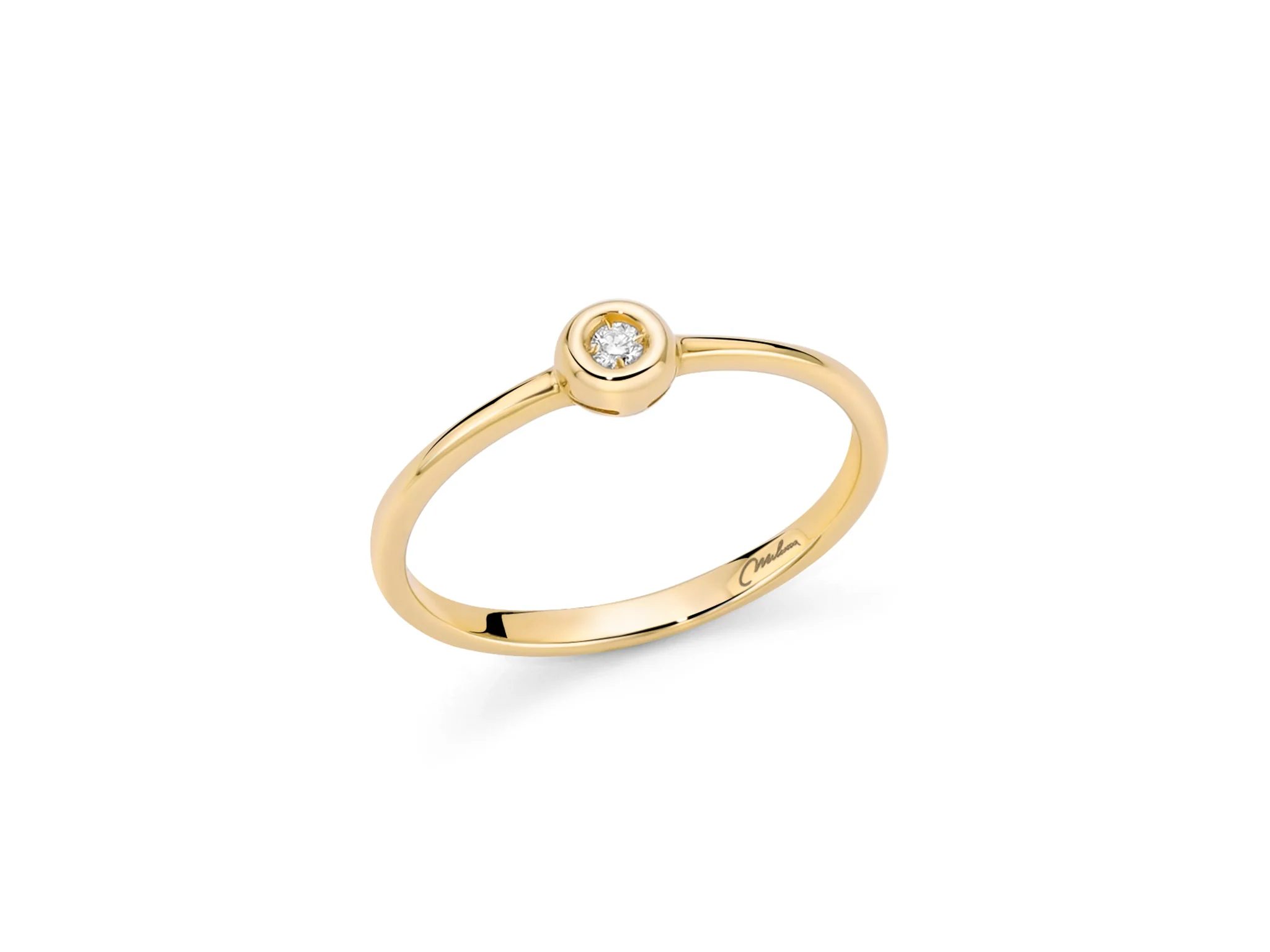 Anello con diamante incastonato in oro giallo - Image 3