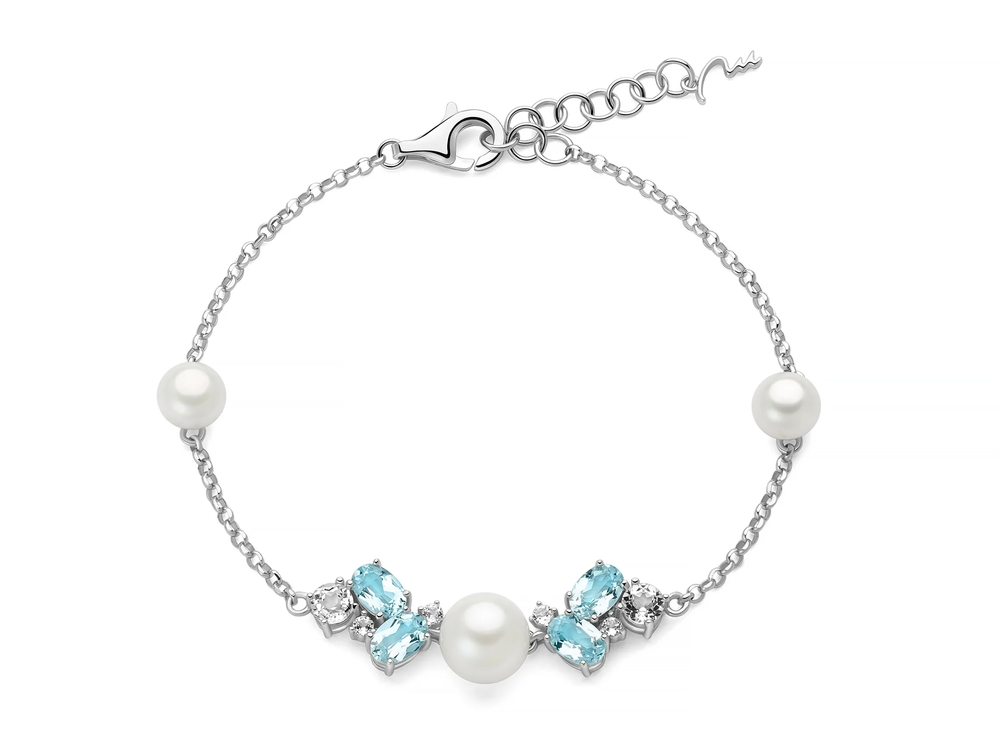Bracciale Celestia con tre perle Oriente e Gemma del Cielo