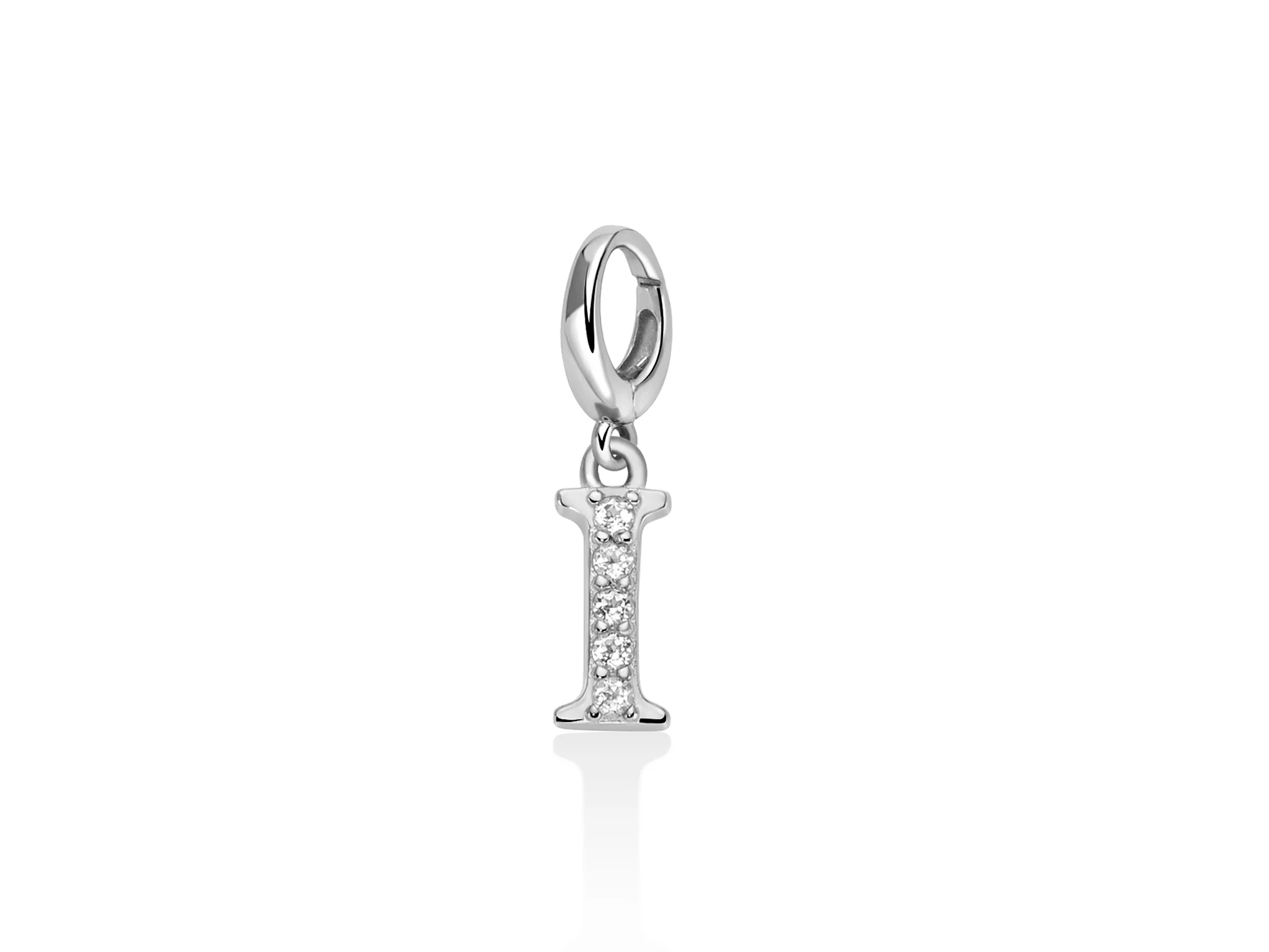 Charm pendente con topazi e argento lettera I