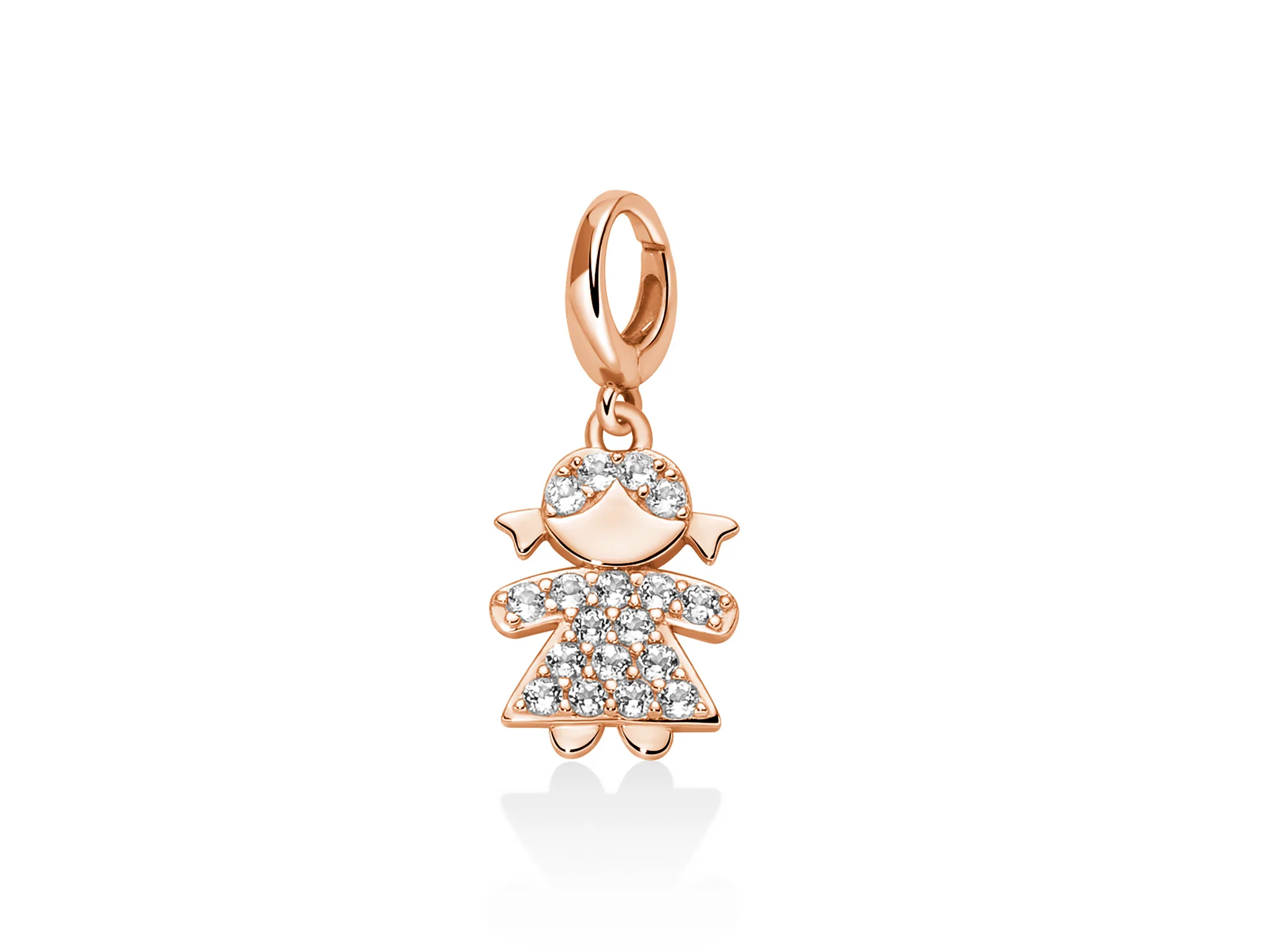 Charm pendente con topazi e argento rosa bambina