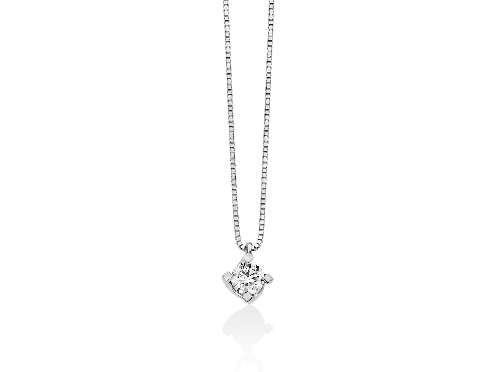 Collana con diamante punto luce a valentino in oro bianco - Image 3