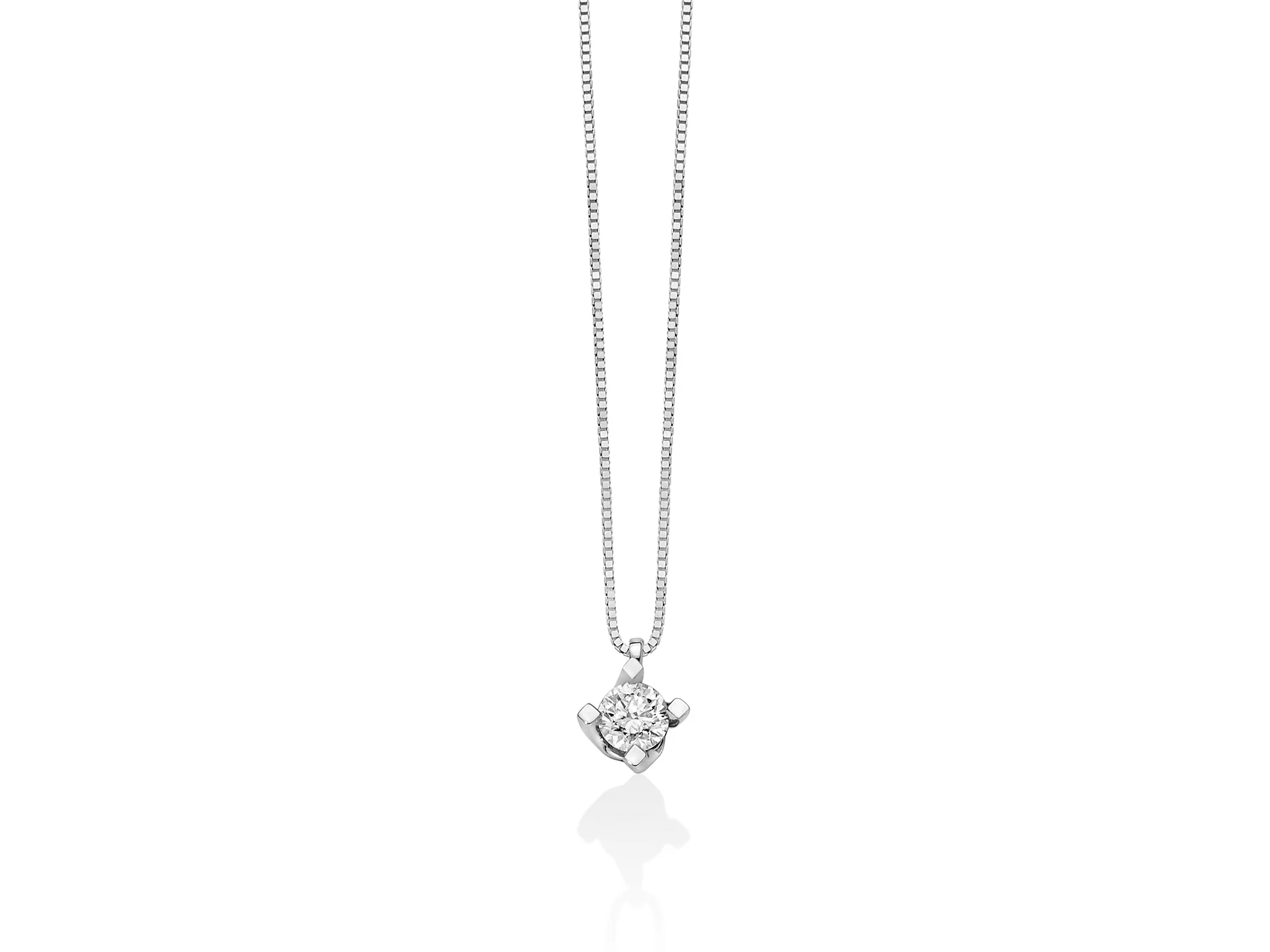 Collana con diamante punto luce a valentino in oro bianco - Image 5
