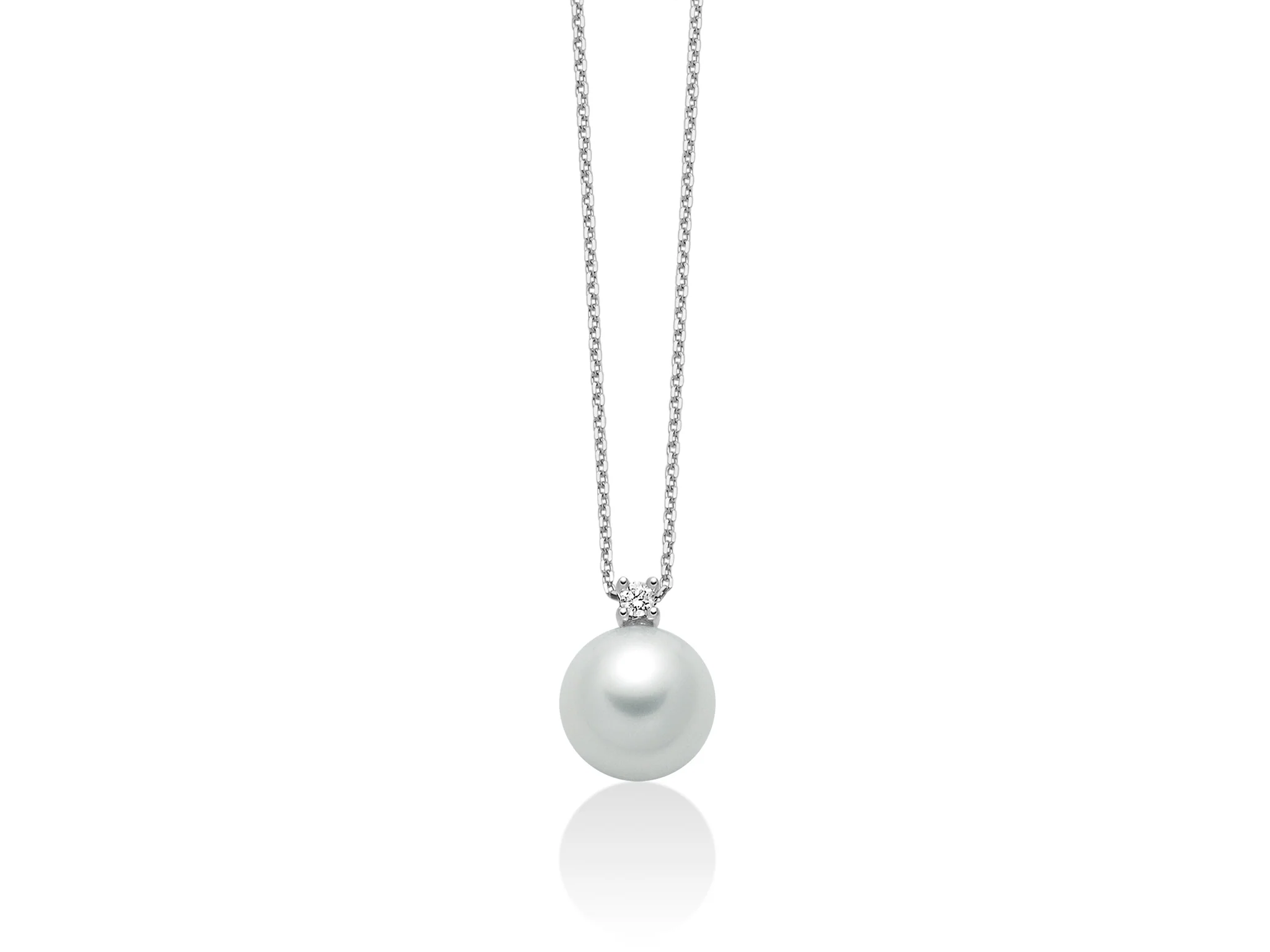 Collana con perla Oriente e diamante in oro bianco 375