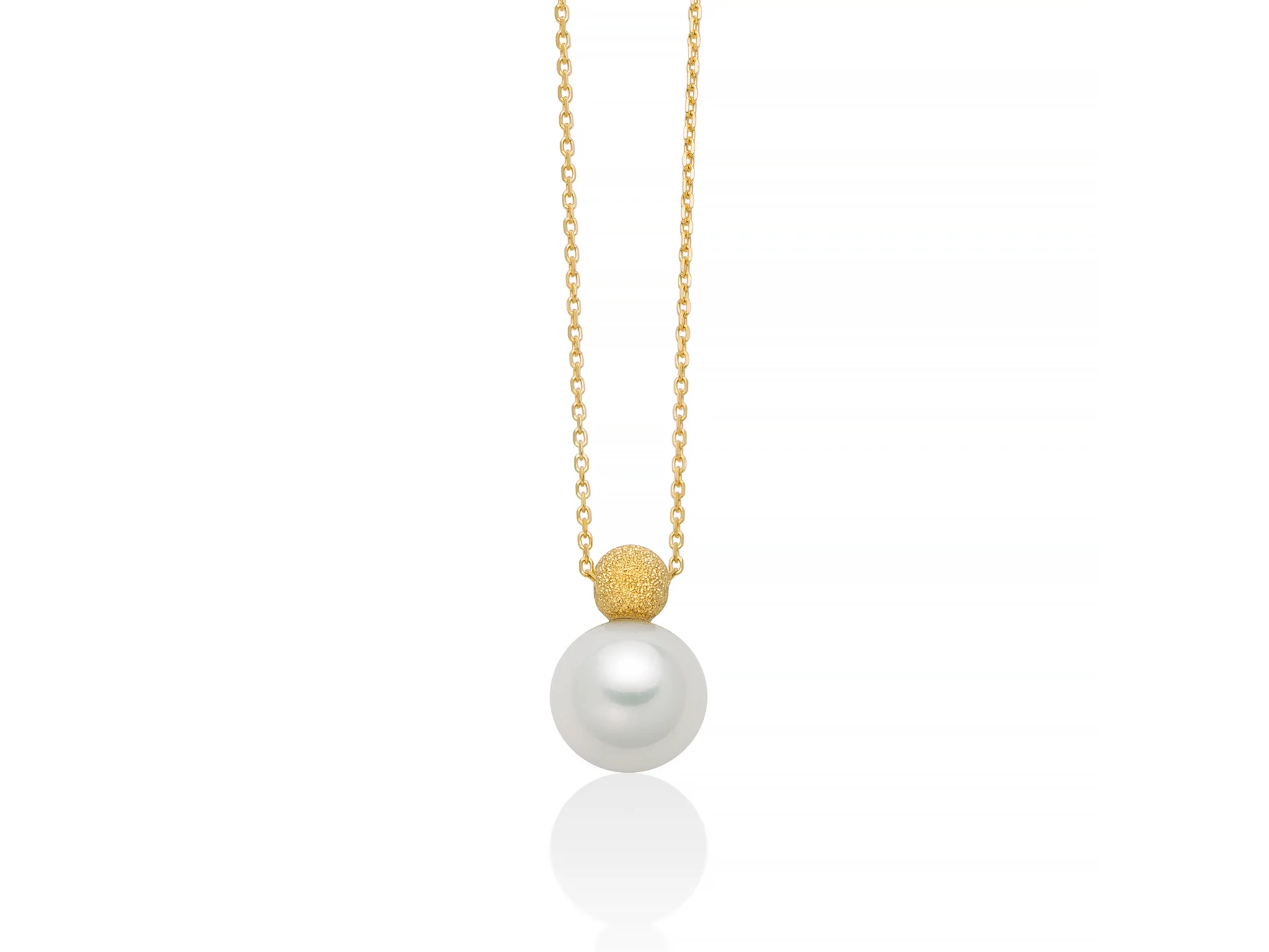 Collana con perla Oriente pendente e dettaglio in oro giallo 375
