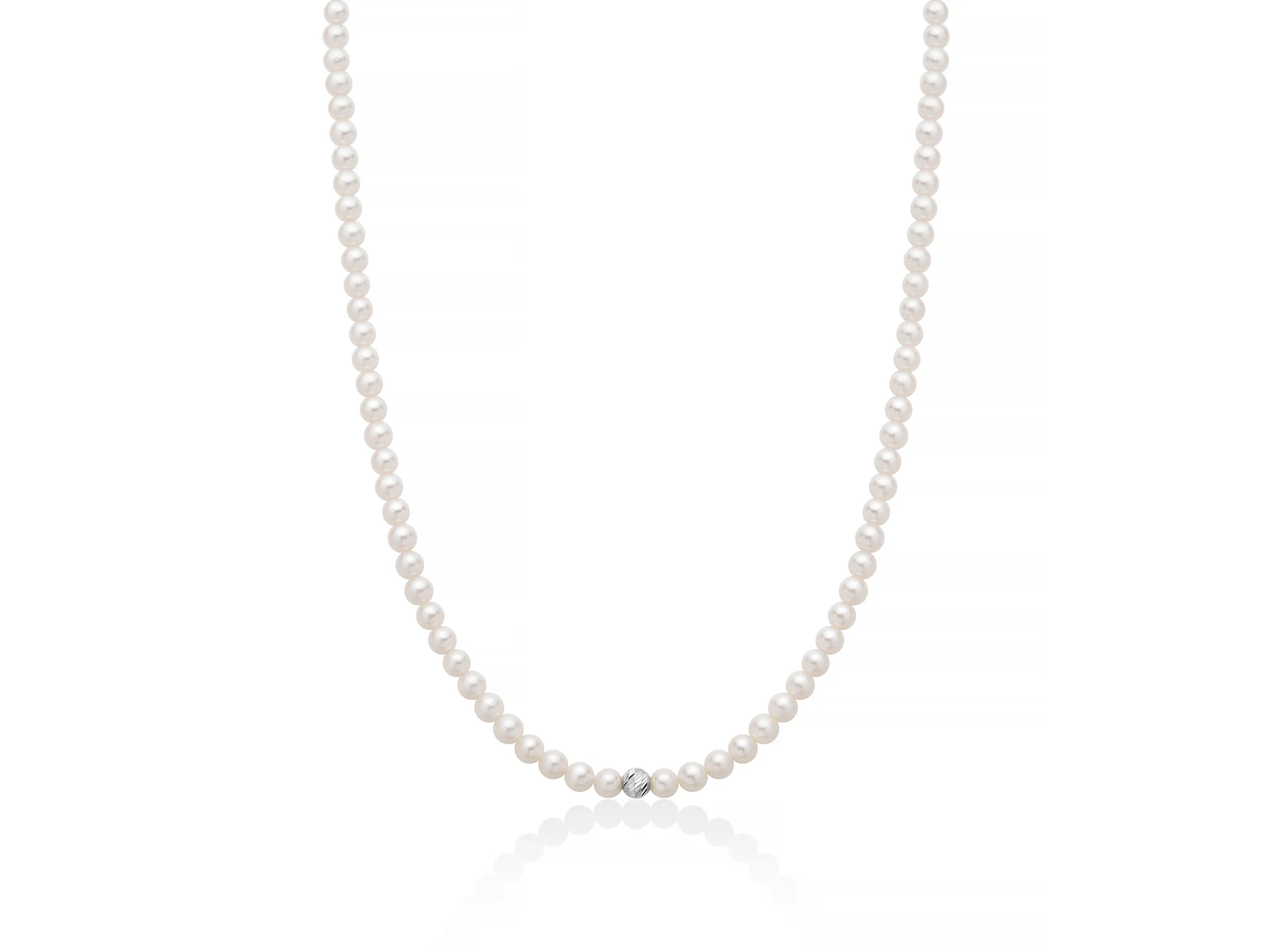 Collana di perle Oriente con centrale in oro bianco 375
