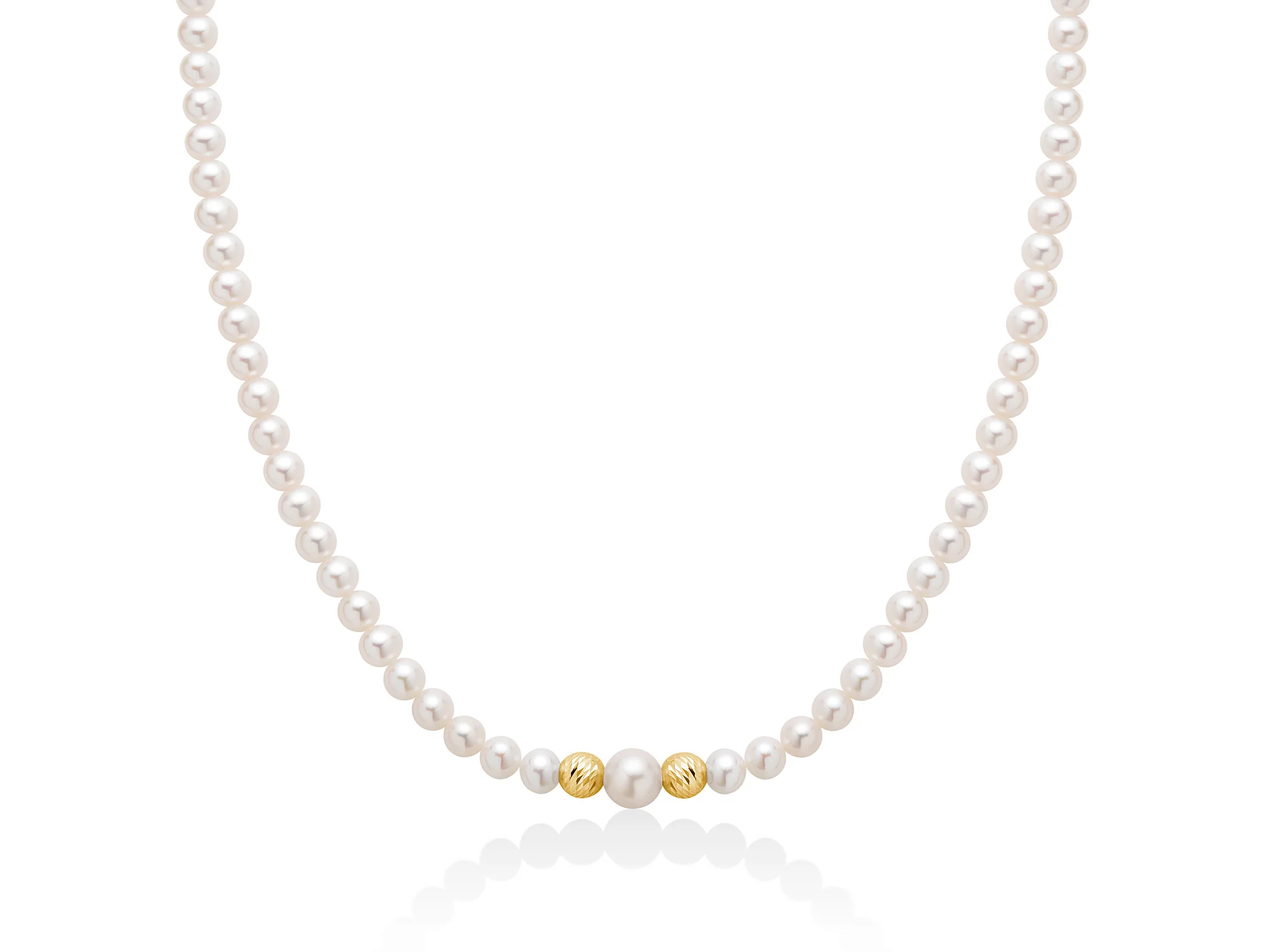 Collana di perle Oriente con sfere in oro giallo 375