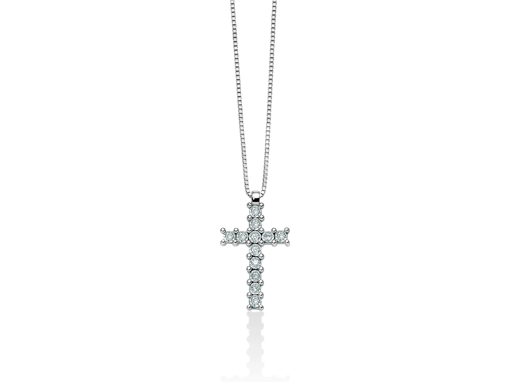 Collana in oro bianco con croce di diamanti
