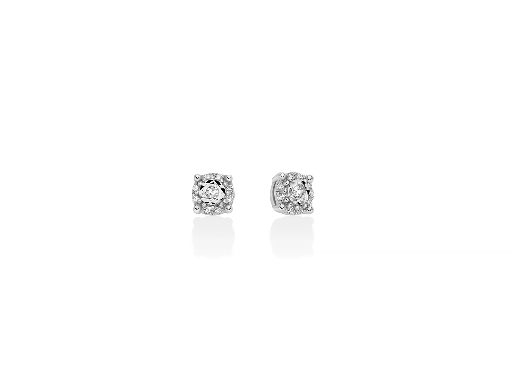 Orecchini con diamanti e piastrina in oro bianco 375