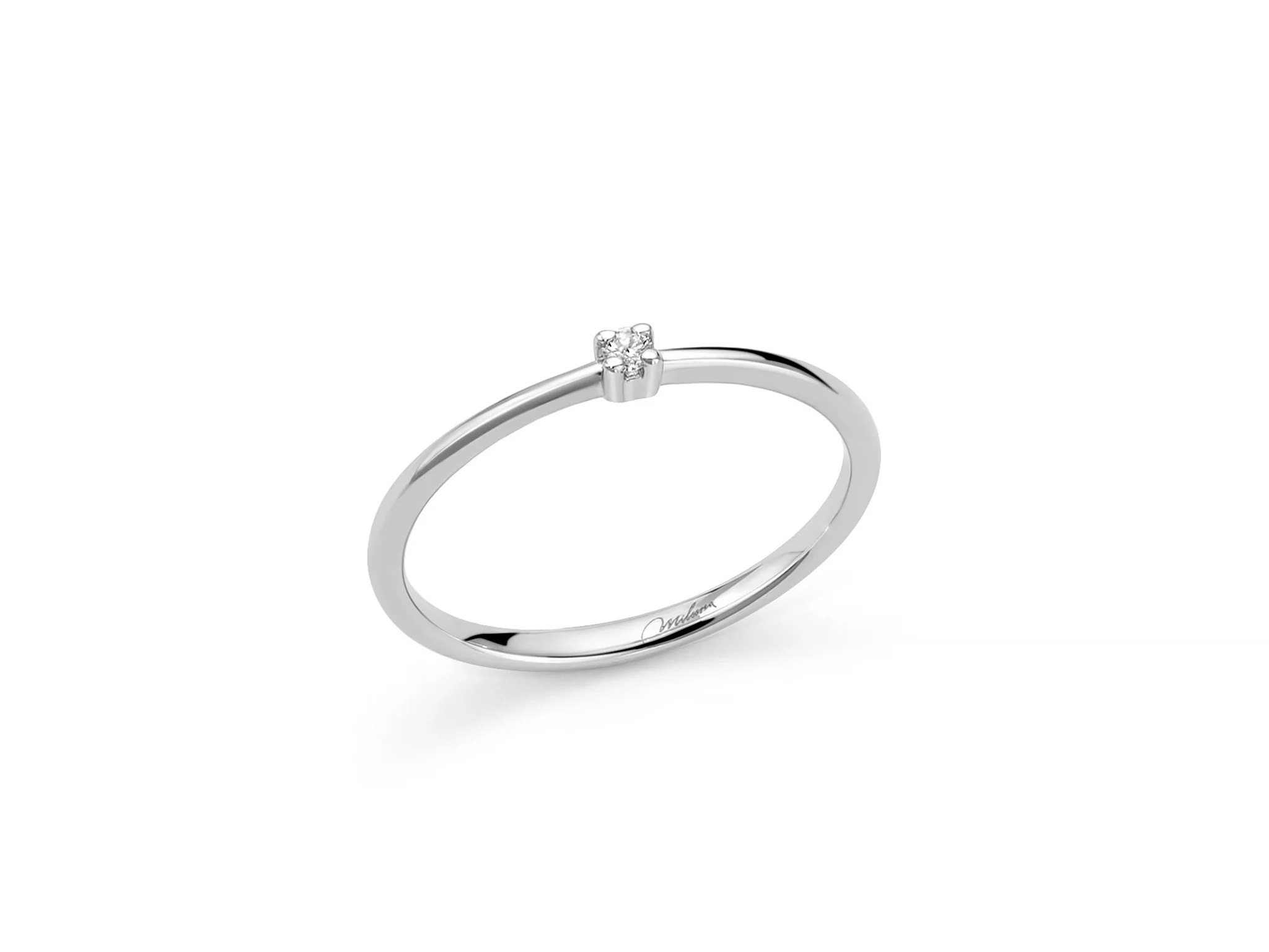 Solitario con diamante a griffe regolari in oro bianco 375 - Image 3